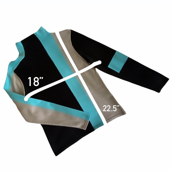 Spanner Retro Black Blue Color Block Tight Knit High Neck Long Sleeve Sweater S - Picture 9 of 16